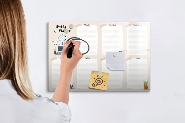Tableau effaçable magnétique Agenda hebdomadaire avec espace pour photos