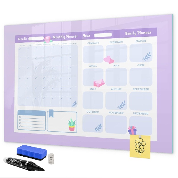 Tableau magnétique effaçable Agenda mensuel avec espace pour photos