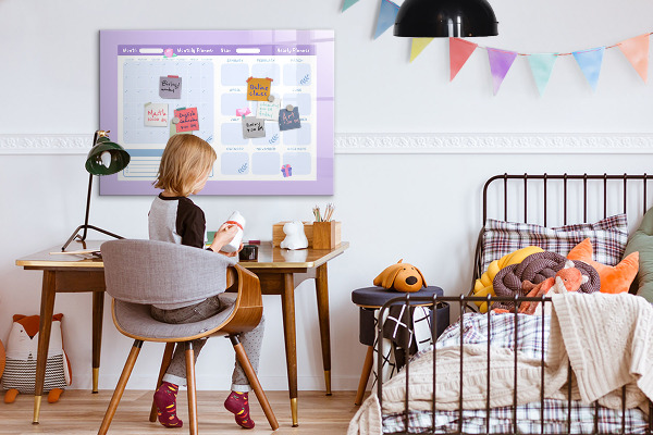 Tableau magnétique effaçable Agenda mensuel avec espace pour photos