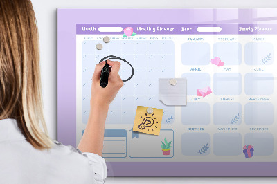 Tableau magnétique effaçable Agenda mensuel avec espace pour photos