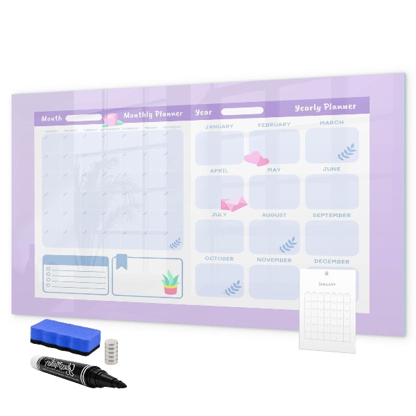 Tableau magnétique effaçable Agenda mensuel avec espace pour photos