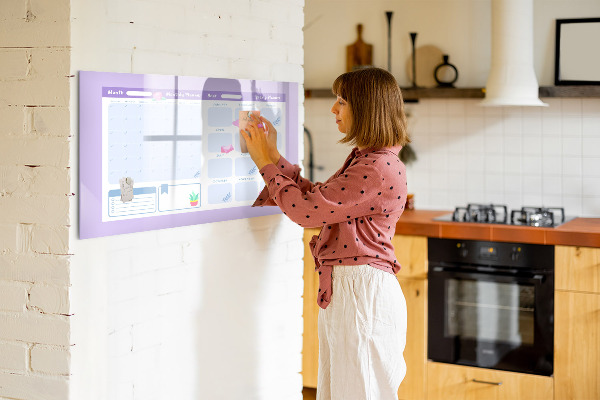 Tableau magnétique effaçable Agenda mensuel avec espace pour photos
