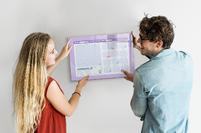 Tableau magnétique effaçable Agenda mensuel avec espace pour photos