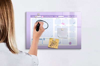 Tableau magnétique effaçable Agenda mensuel avec espace pour photos