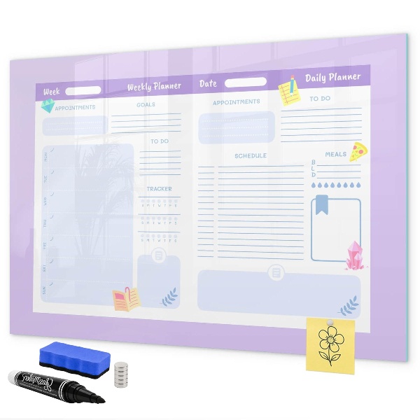 Tableau effaçable magnétique Agenda hebdomadaire avec espace pour photos