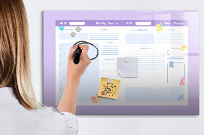 Tableau effaçable magnétique Agenda hebdomadaire avec espace pour photos