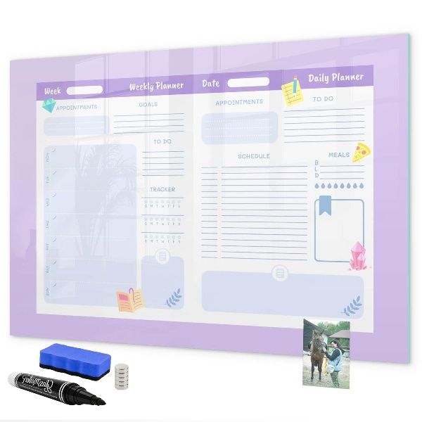 Tableau effaçable magnétique Agenda hebdomadaire avec espace pour photos