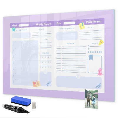 Tableau effaçable magnétique Agenda hebdomadaire avec espace pour photos