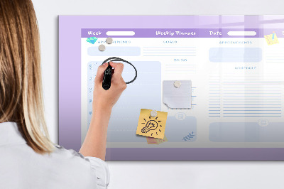 Tableau effaçable magnétique Agenda hebdomadaire avec espace pour photos