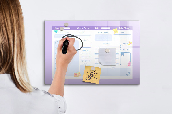Tableau effaçable magnétique Agenda hebdomadaire avec espace pour photos
