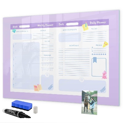 Tableau effaçable magnétique Agenda hebdomadaire avec espace pour photos