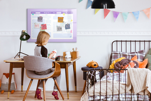 Tableau effaçable magnétique Agenda hebdomadaire avec espace pour photos