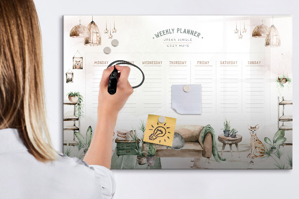 Tableau effaçable magnétique Agenda hebdomadaire style jungle urbaine