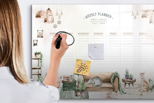 Tableau effaçable magnétique Agenda hebdomadaire style jungle urbaine