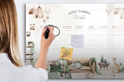 Tableau effaçable magnétique Agenda hebdomadaire style jungle urbaine