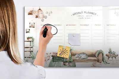 Tableau effaçable magnétique Agenda hebdomadaire style jungle urbaine