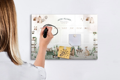 Tableau effaçable magnétique Agenda hebdomadaire style jungle urbaine