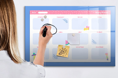 Tableau effaçable magnétique Agenda annuel avec espace pour photos