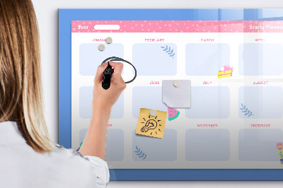 Tableau effaçable magnétique Agenda annuel avec espace pour photos