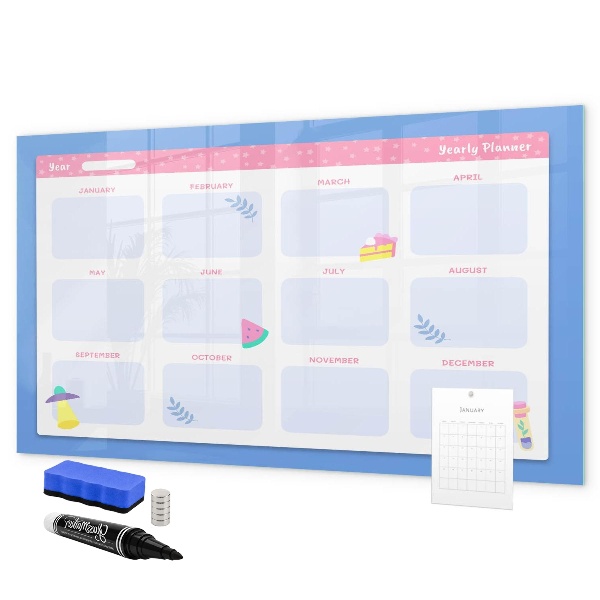 Tableau effaçable magnétique Agenda annuel avec espace pour photos