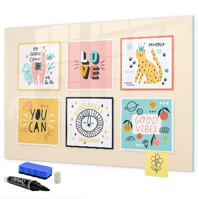Tableau effaçable magnétique Des collages créatifs débordant d'émotions positives