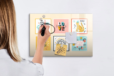 Tableau effaçable magnétique Des collages créatifs débordant d'émotions positives