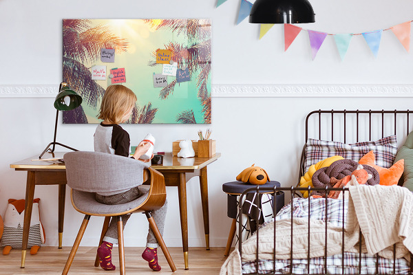 Tableau effaçable magnétique Souvenirs d'été dans un style tropical