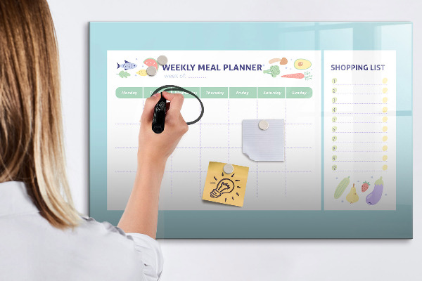 Tableau effaçable magnétique Planificateur de repas et liste de courses
