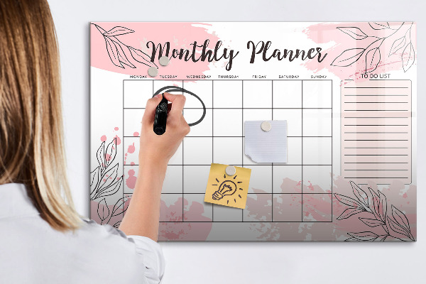 Tableau effaçable magnétique Agenda mensuel avec espace pour photos