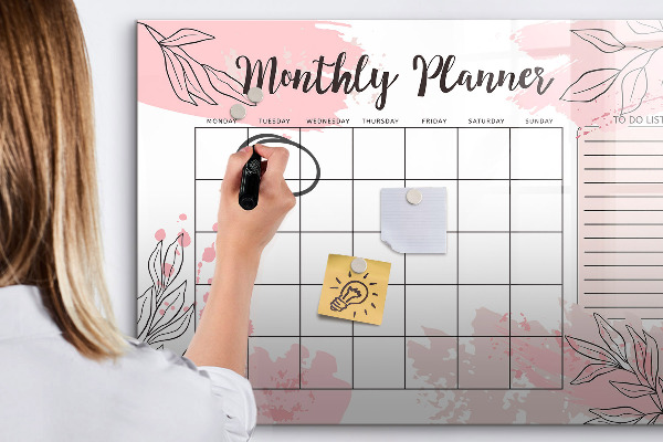 Tableau effaçable magnétique Agenda mensuel avec espace pour photos