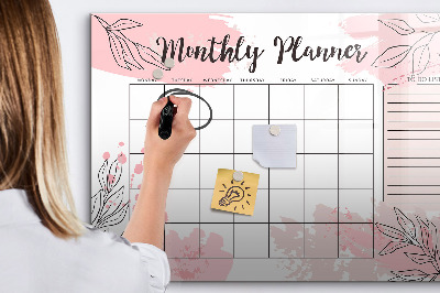 Tableau effaçable magnétique Agenda mensuel avec espace pour photos