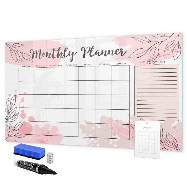 Tableau effaçable magnétique Agenda mensuel avec espace pour photos
