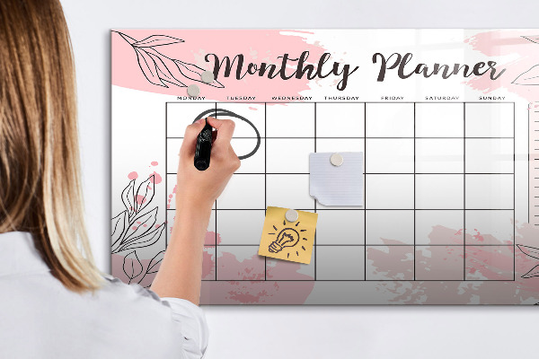 Tableau effaçable magnétique Agenda mensuel avec espace pour photos