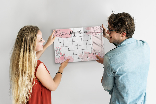 Tableau effaçable magnétique Agenda mensuel avec espace pour photos
