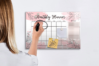Tableau effaçable magnétique Agenda mensuel avec espace pour photos