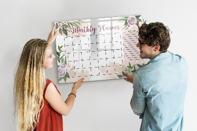 Tableau magnétique effaçable Agenda mensuel avec espace pour photos