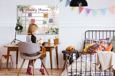 Tableau magnétique effaçable Agenda mensuel avec espace pour photos