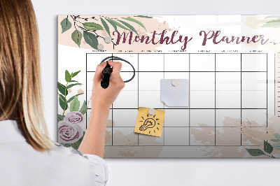 Tableau magnétique effaçable Agenda mensuel avec espace pour photos