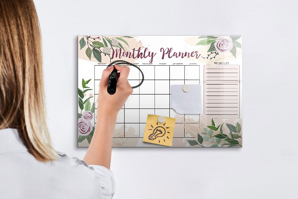 Tableau magnétique effaçable Agenda mensuel avec espace pour photos