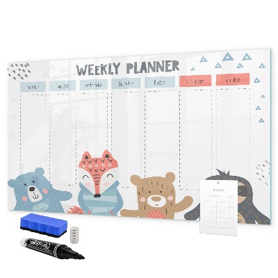 Tableau effaçable magnétique Agenda hebdomadaire avec animaux mignons
