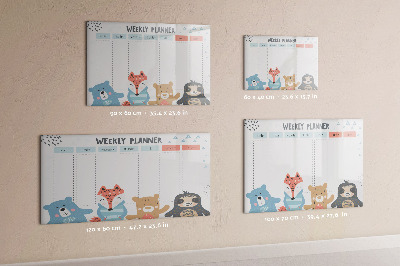Tableau effaçable magnétique Agenda hebdomadaire avec animaux mignons