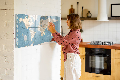 Tableau effaçable magnétique Une carte du monde avec des souvenirs personnels