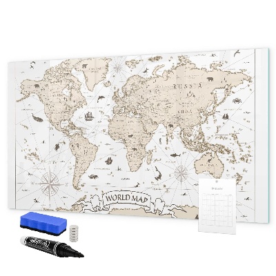 Tableau effaçable magnétique Carte du monde avec emplacements de photos