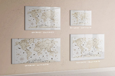 Tableau effaçable magnétique Carte du monde avec emplacements de photos