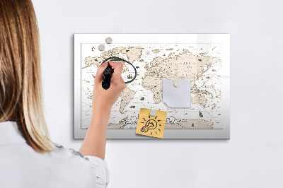 Tableau effaçable magnétique Carte du monde avec emplacements de photos