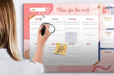 Tableau magnétique effaçable Agenda hebdomadaire avec espace pour photos