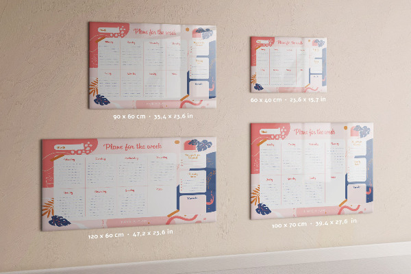 Tableau magnétique effaçable Agenda hebdomadaire avec espace pour photos