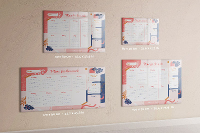 Tableau magnétique effaçable Agenda hebdomadaire avec espace pour photos