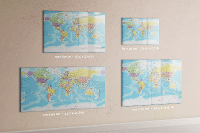 Tableau effaçable magnétique Une carte du monde avec des souvenirs personnels