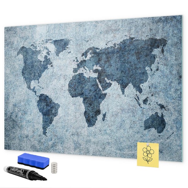 Tableau effaçable magnétique Une carte du monde avec des souvenirs personnels